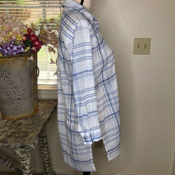 Anthropologie Pilcro & the Letterpress Blue & White Pld Tunic Top Boho, Coastal - Picture 5 of 16